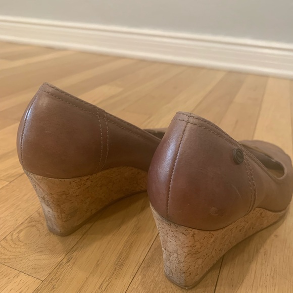 Nurture Peep Toe Metallic Cork Wedges - Picture 8 of 14